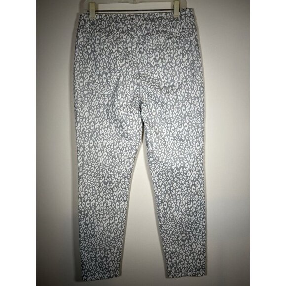 Boston Proper Metallic Snow Leopard Ankle Jean Grey Skinny Chinos Chic Size 12 - Picture 4 of 7